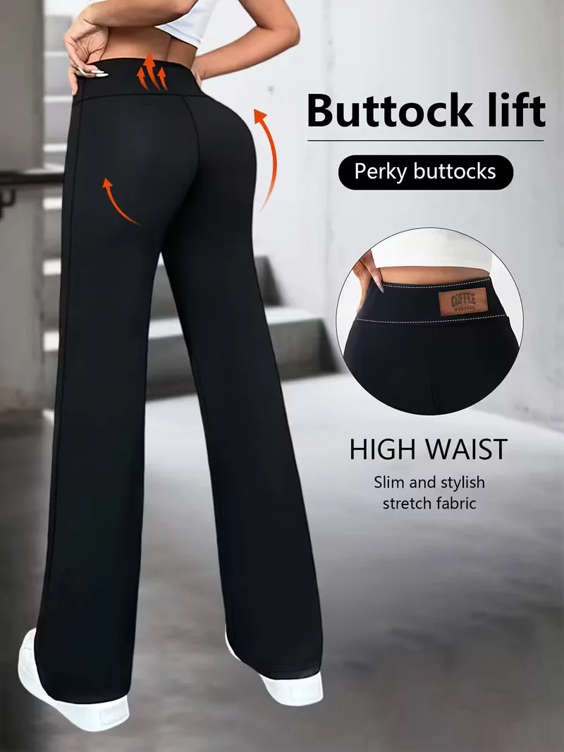 High Waisted Straight Leg Trousers