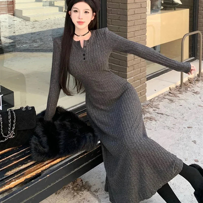 Elegant Slim High Waist Knit Dress