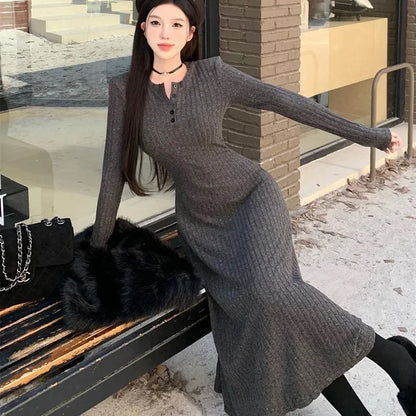 Elegant Slim High Waist Knit Dress