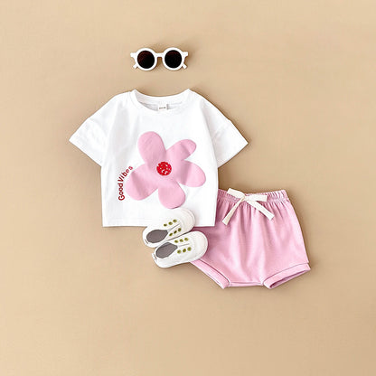 Baby Sunflower Print Shorts Set