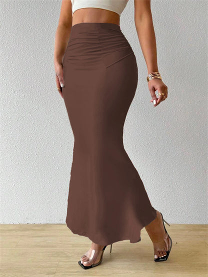 Solid Slim Fishtail Skirt