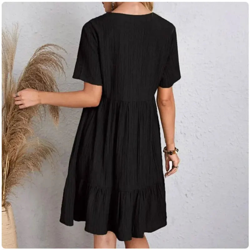 Summer Peplum V-Neck Flare Dress