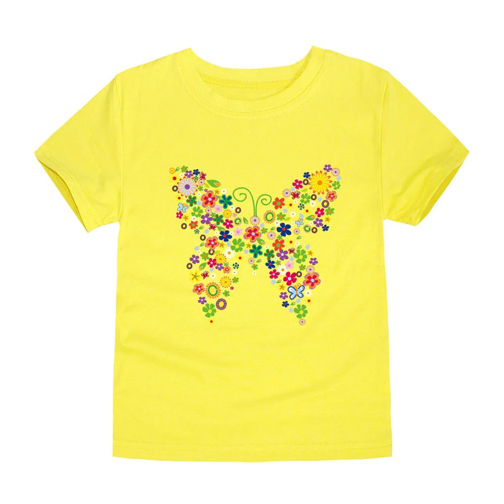 Girls Flower Print Cotton T-Shirt