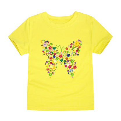 Girls Flower Print Cotton T-Shirt