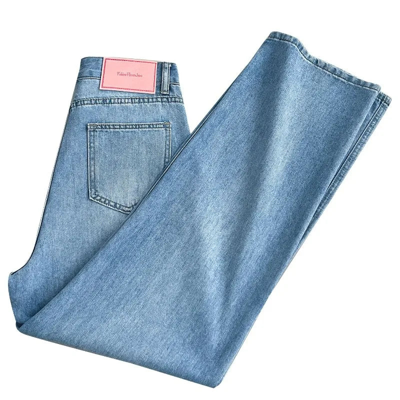 High Waist Wide Leg Flared Denim Pants