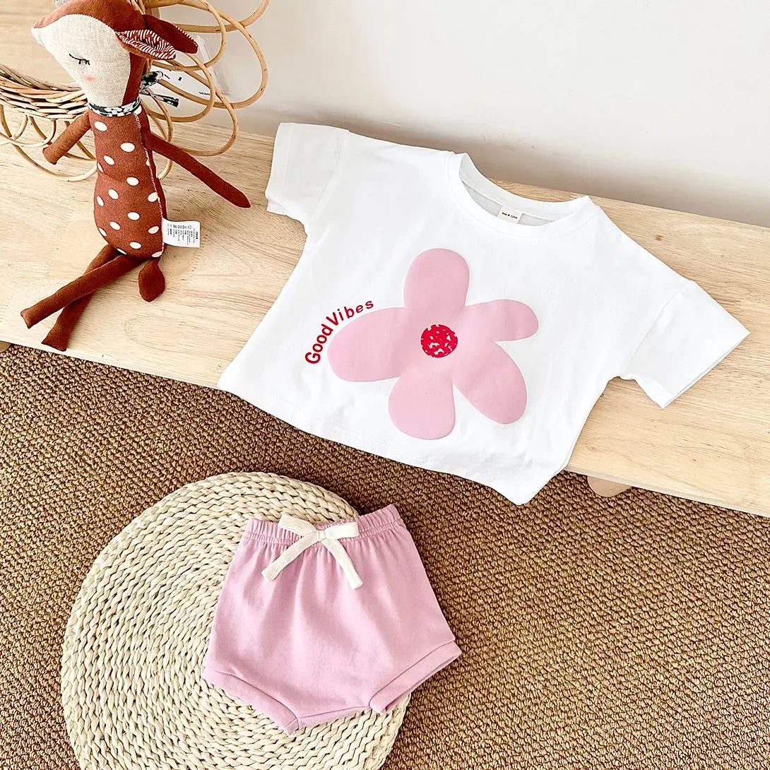 Baby Sunflower Print Shorts Set