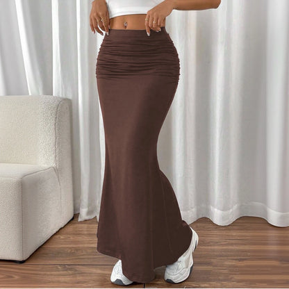 Solid Slim Fishtail Skirt