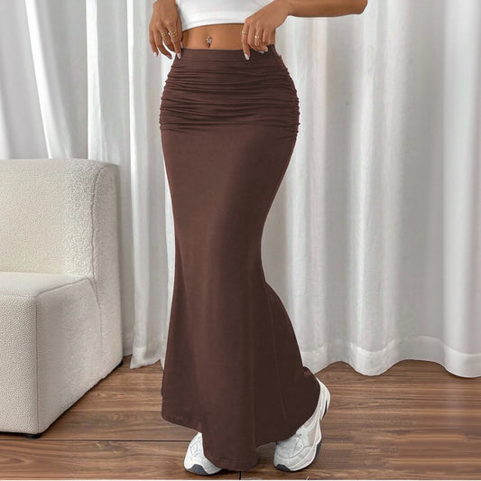 Solid Slim Fishtail Skirt