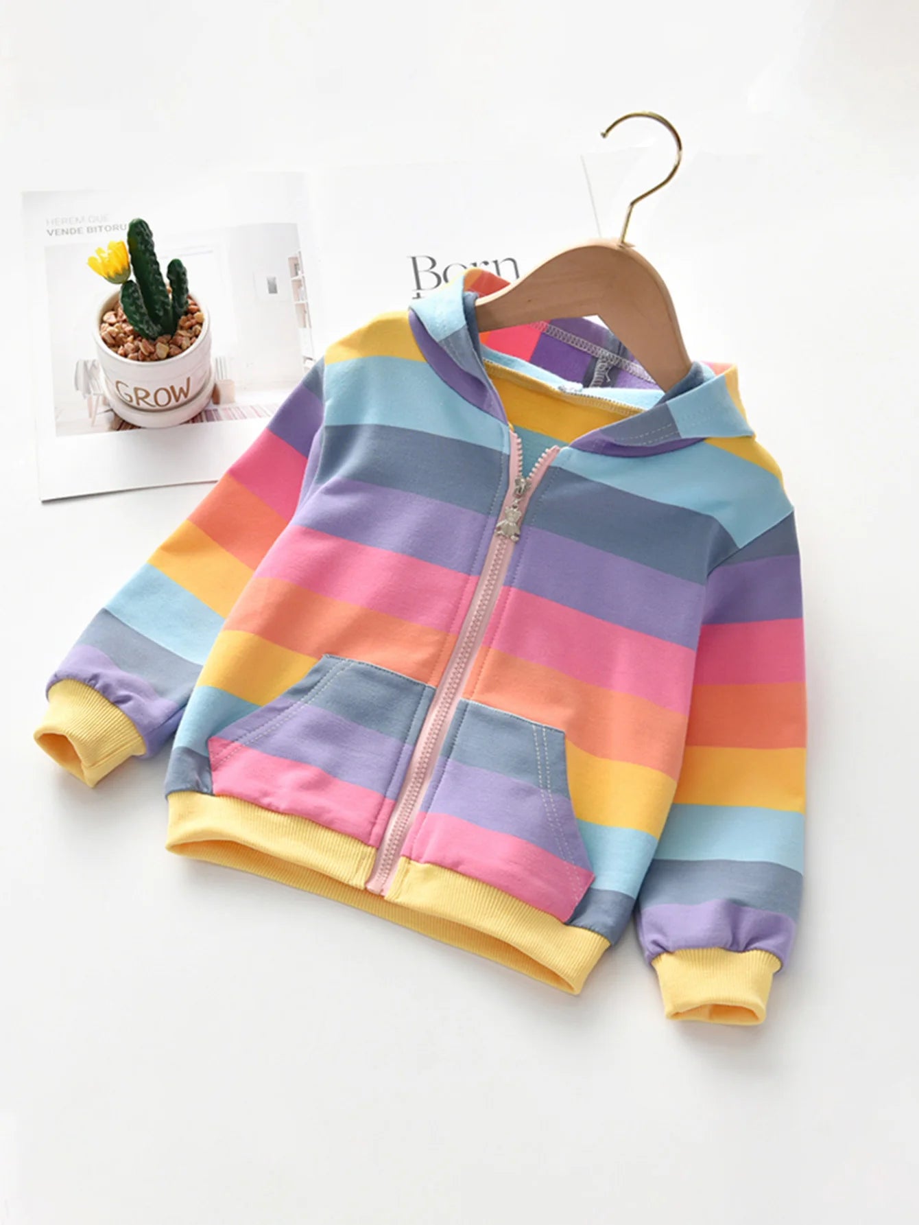 Girls Rainbow Hooded Jacket