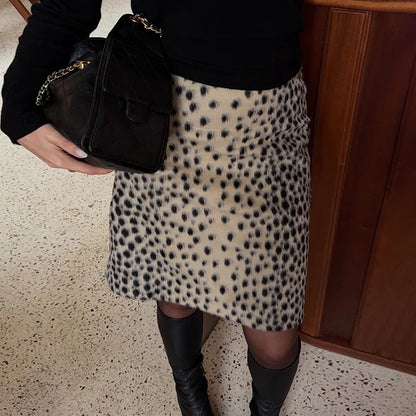 Zebra Print Ruched Midi Skirt
