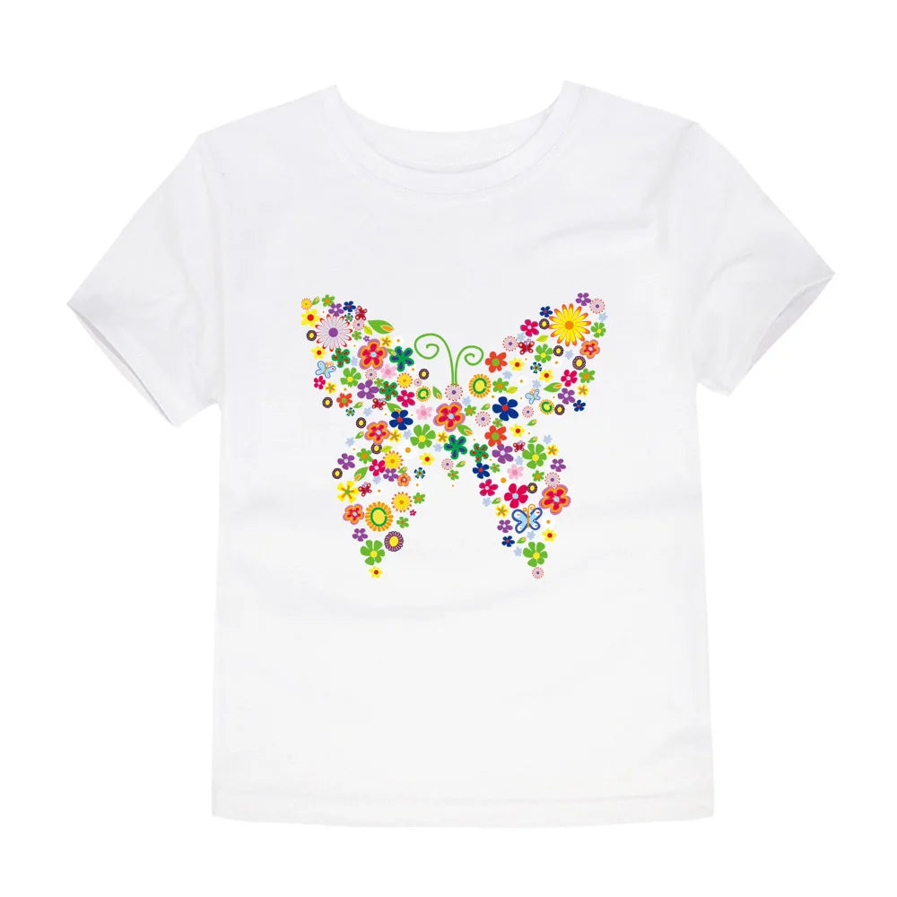 Girls Flower Print Cotton T-Shirt