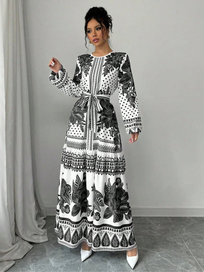 Floral Print Belted Maxi Dress for Summer