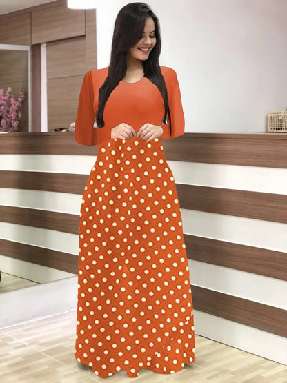 Polka Dot Maxi Dress High Waist