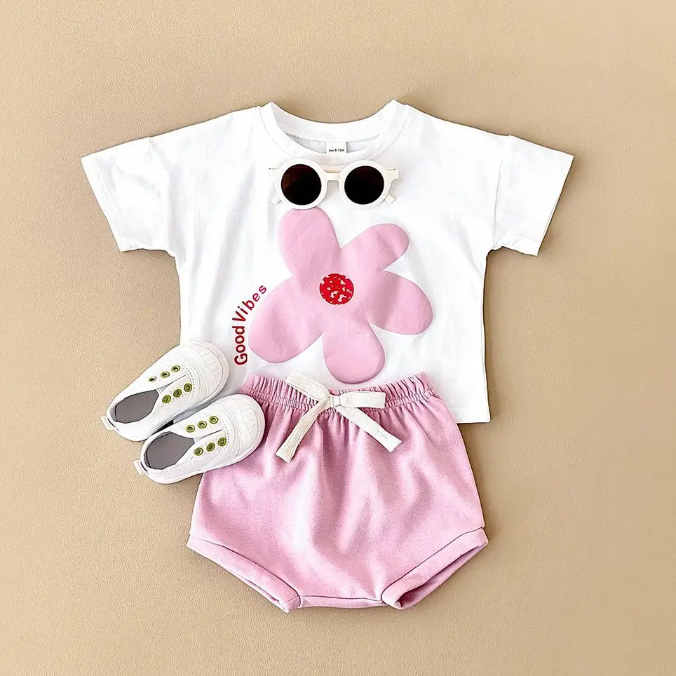 Baby Sunflower Print Shorts Set