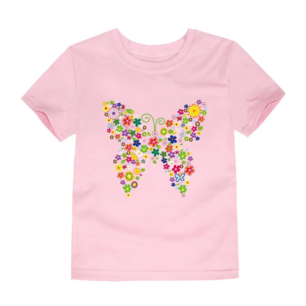 Girls Flower Print Cotton T-Shirt
