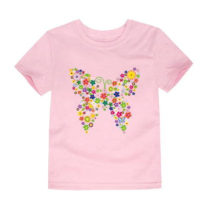 Girls Flower Print Cotton T-Shirt