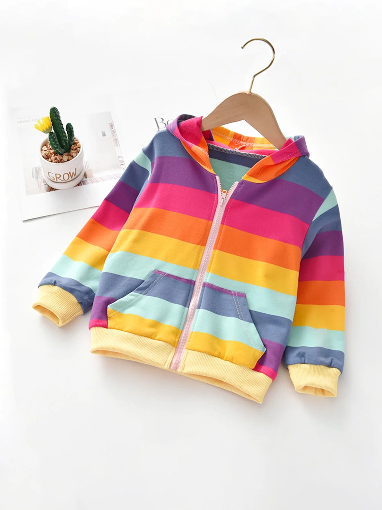 Girls Rainbow Hooded Jacket