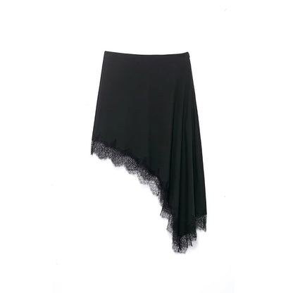Solid Lace Hem Mini Skirt