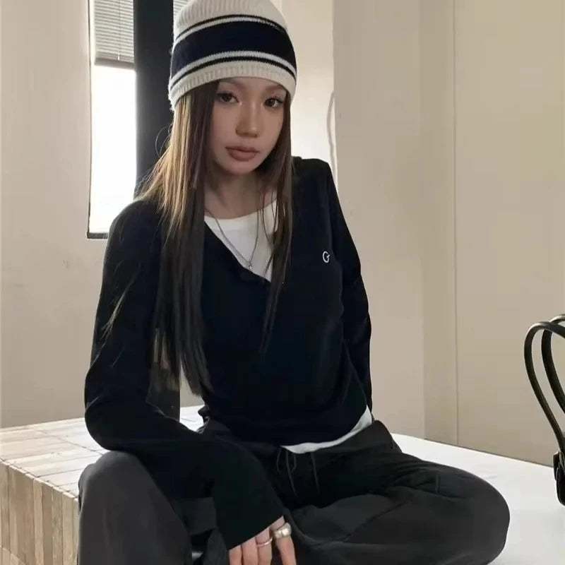 Fake Two-Piece Long Sleeve O-Neck T-Shirt