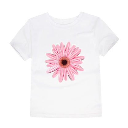 Girls Flower Print Cotton T-Shirt