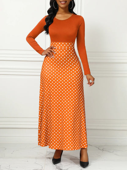 Polka Dot Maxi Dress High Waist