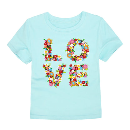 Girls Flower Print Cotton T-Shirt