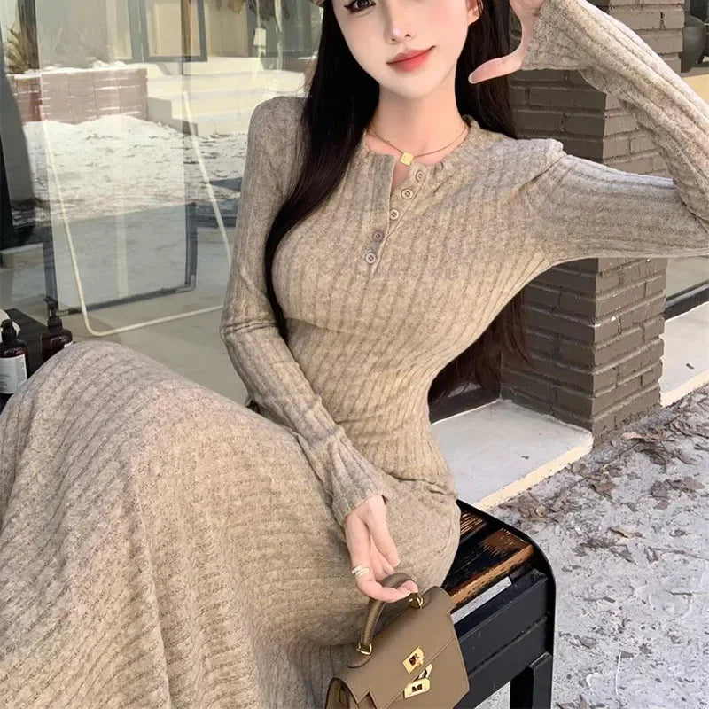 Elegant Slim High Waist Knit Dress