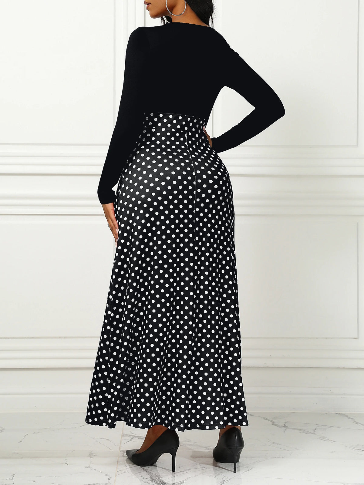 Polka Dot Maxi Dress High Waist