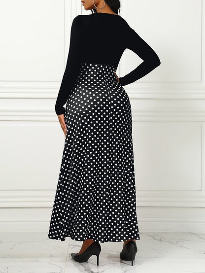 Polka Dot Maxi Dress High Waist