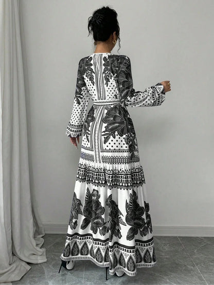 Floral Print Belted Maxi Dress for Summer