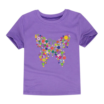 Girls Flower Print Cotton T-Shirt