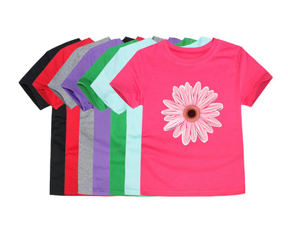 Girls Flower Print Cotton T-Shirt