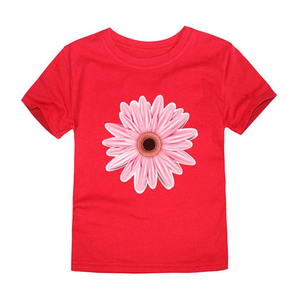 Girls Flower Print Cotton T-Shirt