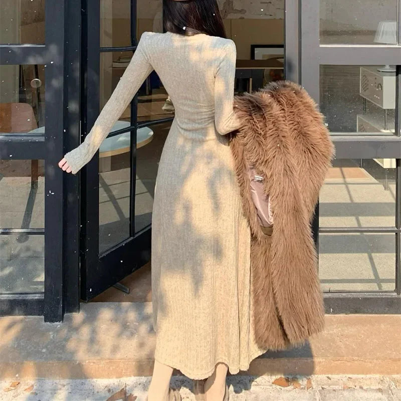 Elegant Slim High Waist Knit Dress